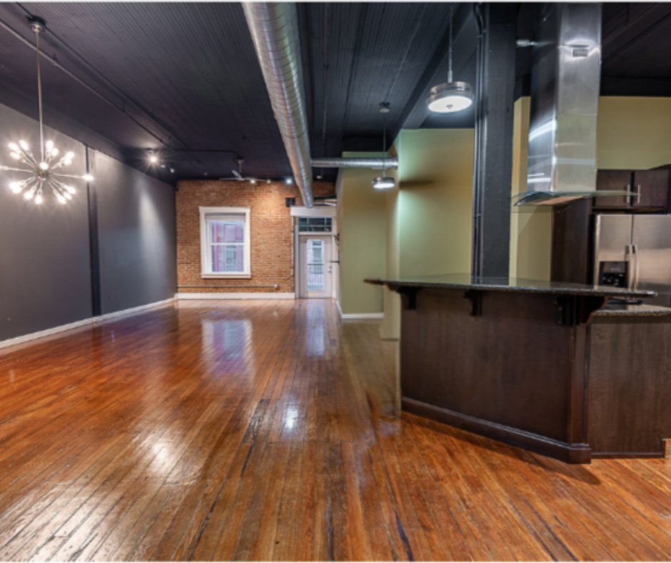 Loft interior facing the kitchen